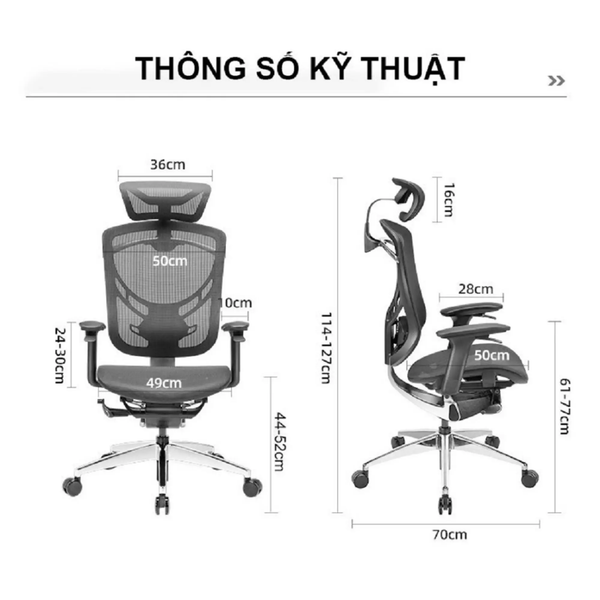 Ghế Công Thái Học - GTChair Davry Ivino Gen II -  Black - Grey - Smoke