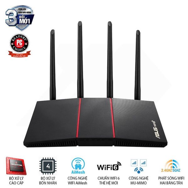 Router - Bộ Định Tuyến Asus RT-AX55 chuẩn AX1800 - WiFi 6