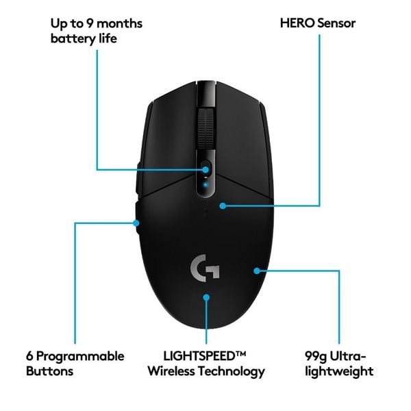 Chuột Chơi Game Không Dây - Logitech G304 LightSpeed Wireless | Màu Đen