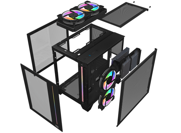 Vỏ Case Máy Tính -  MIK LV12 Mini Elite - Black - White - Pink