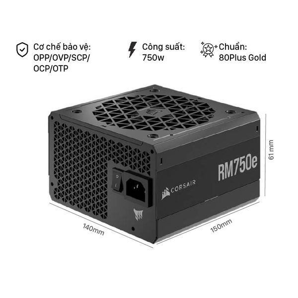 Nguồn Máy Tính - Corsair RM750e / RM850e / RM1000e / 80 Plus Gold / ATX 3.0 / Full Modular