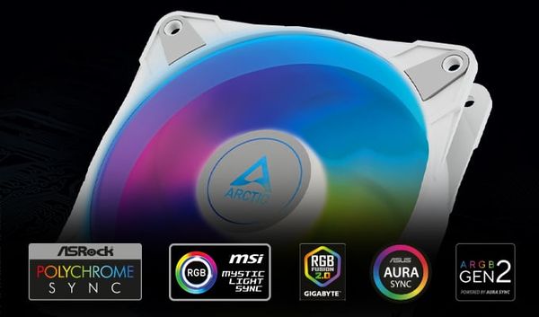 Fan Máy Tính - Arctic P12 PWM PST A-RGB - White - 120mm - 3 Pcs