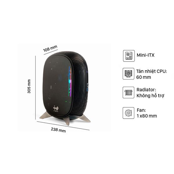 Vỏ Case Inwin B1 Black - Mini Tower - Màu Đen