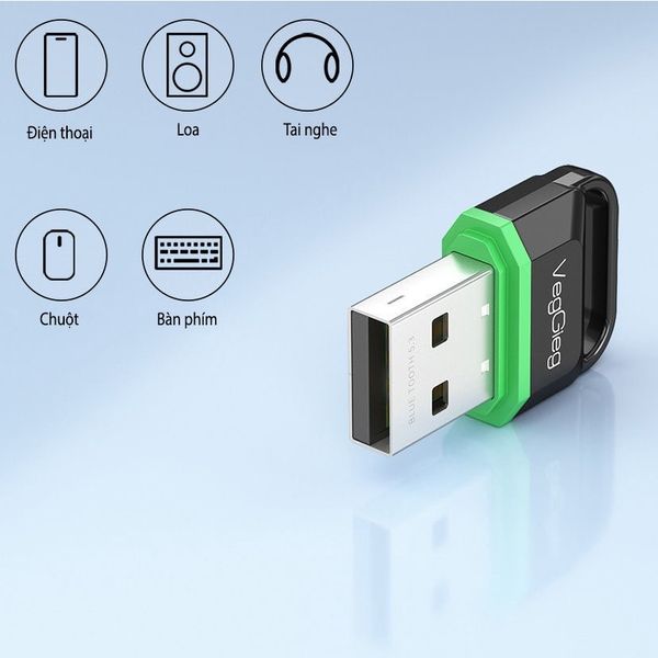 USB Bluetooth - Veggieg Black-Green | VUB503 | V5.3