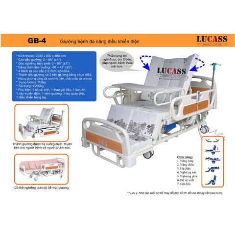 Giường Bệnh Đa Chức Năng Điện Cơ Lucass GB-4