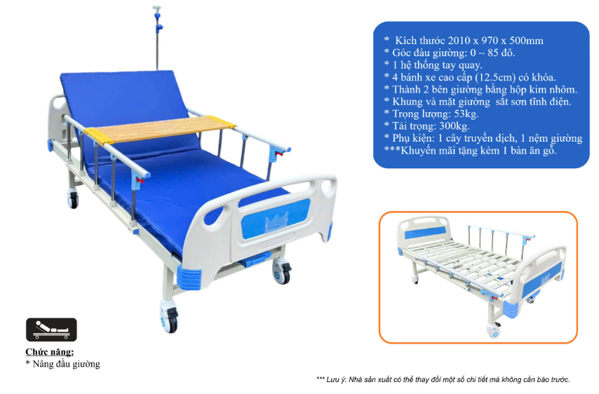 Giường bệnh nhân 1 tay quay Lucass GB-C1