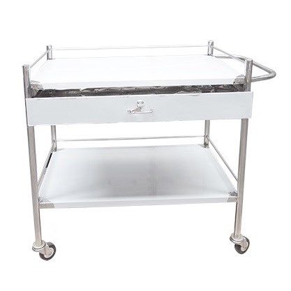 Xe đẩy dụng cụ inox 2 tầng có hộc 50x80