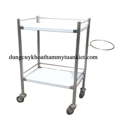 Xe đẩy inox 2 tầng có vòng thau 35x50