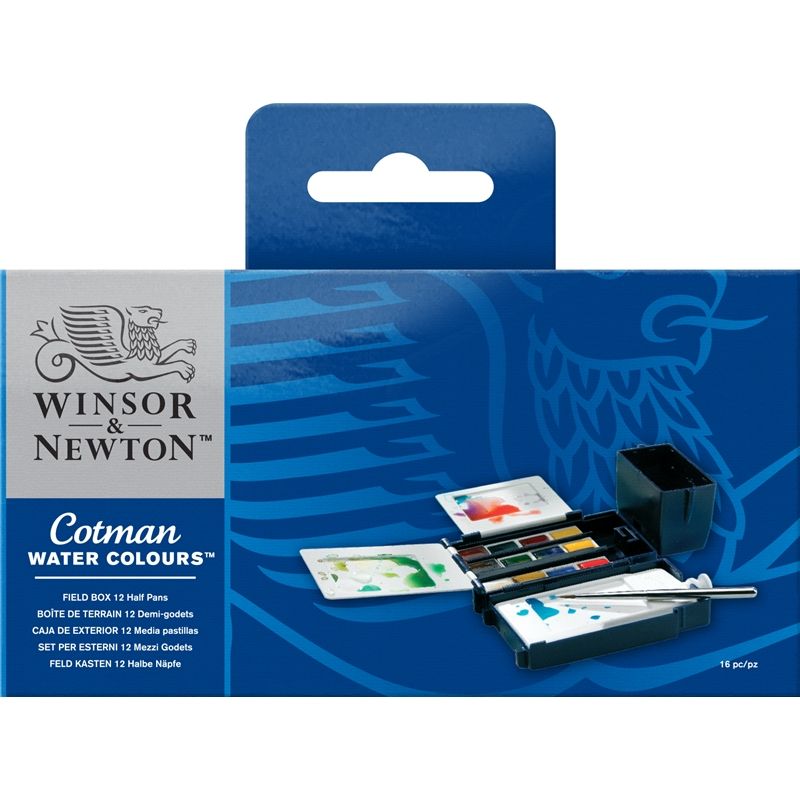 Bộ màu nước WINSOR 12 màu - WINSOR & NEWTON COTMAN Watercolor Field Box Set 12
