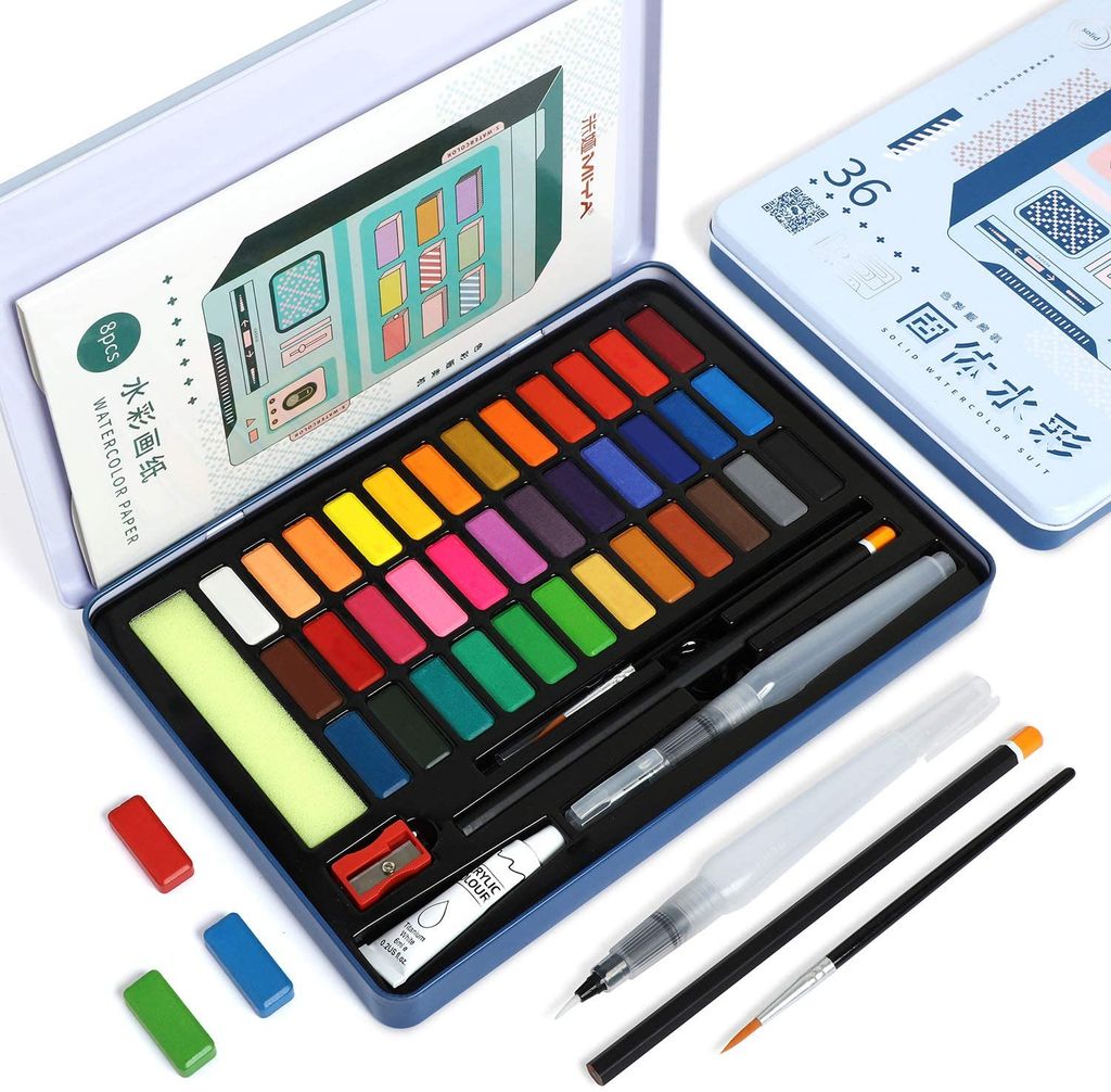 Bộ màu nước HIMI dạng nén 36 màu - Watercolor KIT