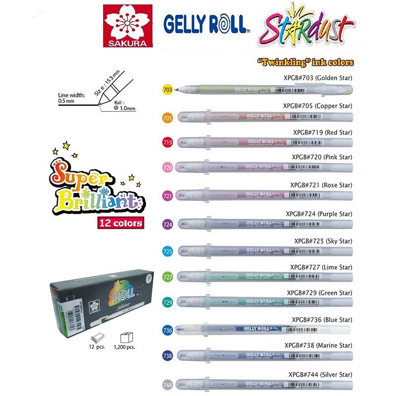 Bút nhũ ánh bạc SAKURA - SAKURA Gelly Roll - Star Dust Gel Pen