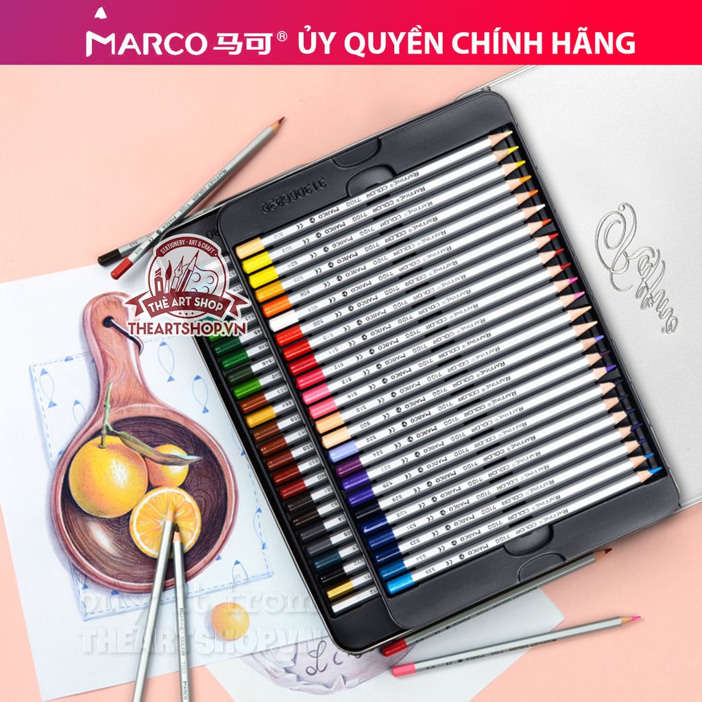 Chì màu MARCO 48 màu (Hộp thiếc) - MARCO Raffine 48 Color Pencils (Metal box)