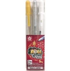 Bộ bút Gel SAKURA - SAKURA Gelly Roll 'Set 3 pens' - White + Metallic Gold + Metallic Silver