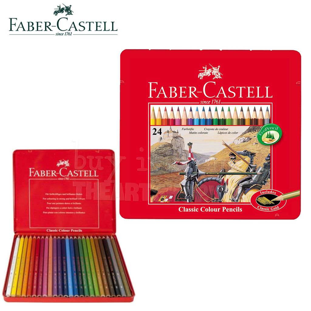 Chì màu FABER 24 màu (Hộp thiếc) - FABER CASTELL 24 Color Pencils (Metal box)