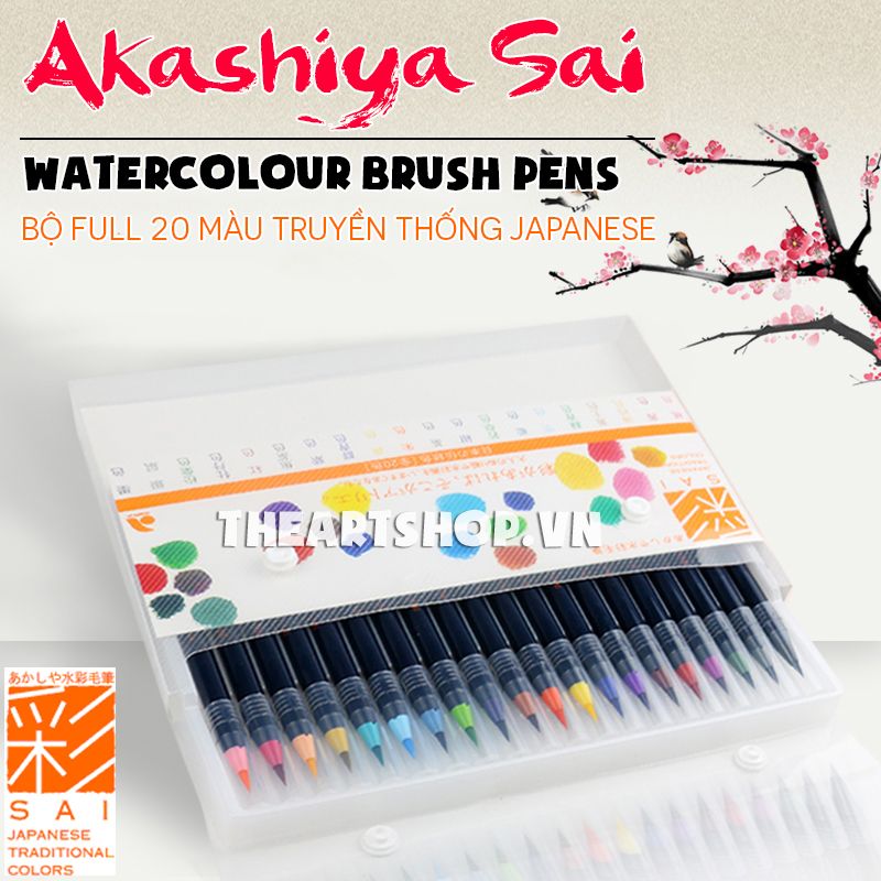 AKASHIYA SAI Watercolor Brush Pen - Set 5 Colors & Set 20 Colors