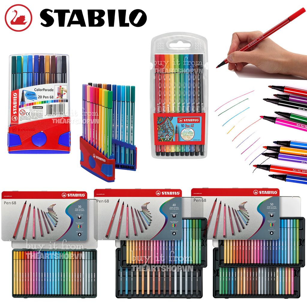 Bộ bút marker STABILO Pen 68 Marker Set 10/20/30/40/50 colours