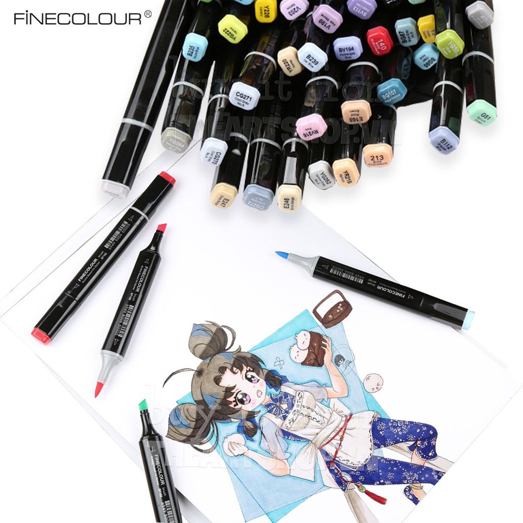 Bút marker FINECOLOUR 480 màu (Bán lẻ) - FINECOLOUR Brush Marker Full 480 Colors (Retail)