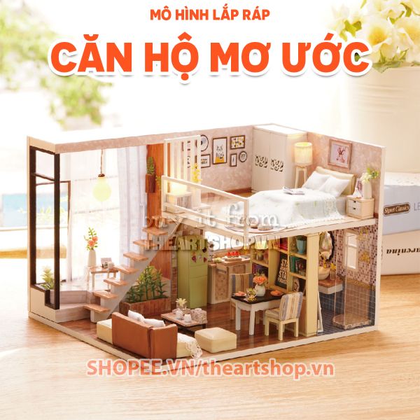 Mô hình lắp ráp: CĂN HỘ MƠ ƯỚC (Tặng Mica Che Bụi Bộ Dụng Cụ Kit Keo Chuyên Dụng)