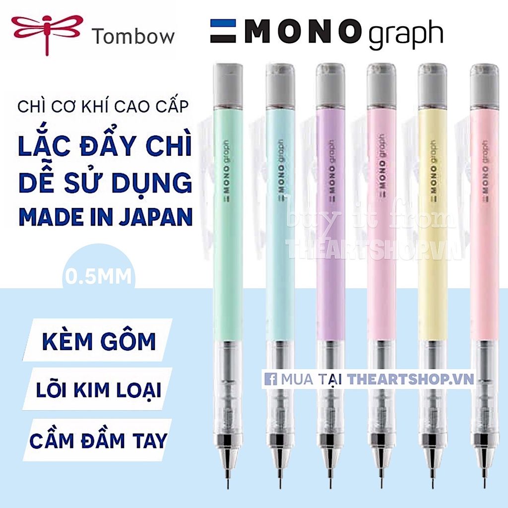 Chì cơ khí lắc đẩy ngòi TOMBOW Mono *PASTEL COLOR* 0.5/0.3mm