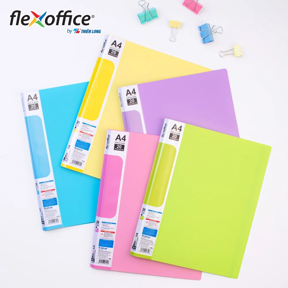 Bìa hồ sơ màu Pastel 20 lá nhựa A4 FO-DB007