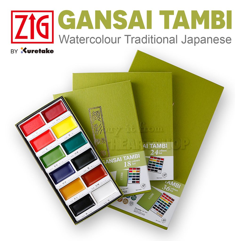 Kuretake Gansai Tambi Watercolour Paint Set Art Artists 12 18 24 36 48  Colours