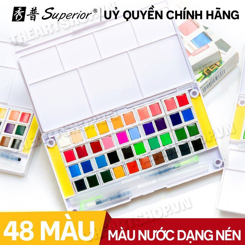 Bộ màu nước SUPERIOR dạng nén - SUPERIOR Watercolor Half Pan Set 12/18/24/30/36/48