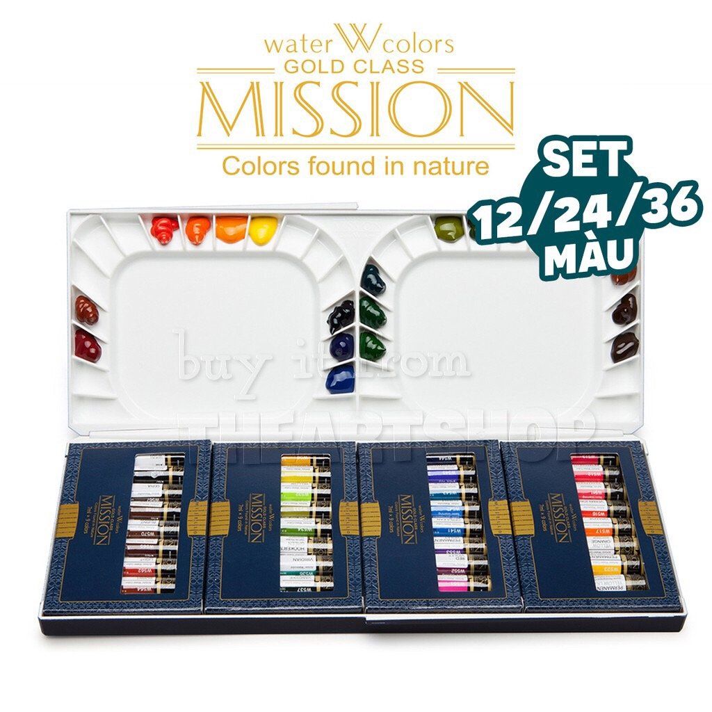 Bộ màu nước MIJELLO MISSION Gold Class dạng tuýp 12/24/36 màu (7ml)