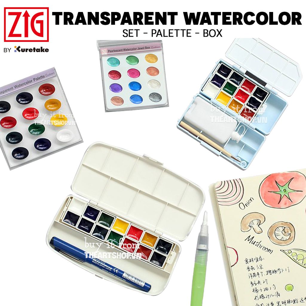 Màu nước KURETAKE - KURETAKE Transparent Watercolor Set 12/14