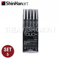 ShinHan TOUCH LINER bộ 5 size 0.05|0.1|0.3|0.5|0.8 (kháng nước/ kháng marker)