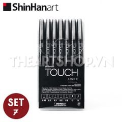 ShinHan TOUCH LINER bộ 7 size 0.05|0.1|0.3|0.5|0.8|Chisel|Brush (kháng nước/ kháng marker)