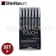 ShinHan TOUCH LINER bộ 7 màu size Brush (kháng nước/ kháng marker)