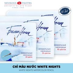 Bộ màu chì nước WHITE NIGHTS 24/36/48 màu (Hộp thiếc) - NEVSKAYA PALITRA WHITE NIGHTS Set 24/36/48 Watercolor Pencils (Metal box)