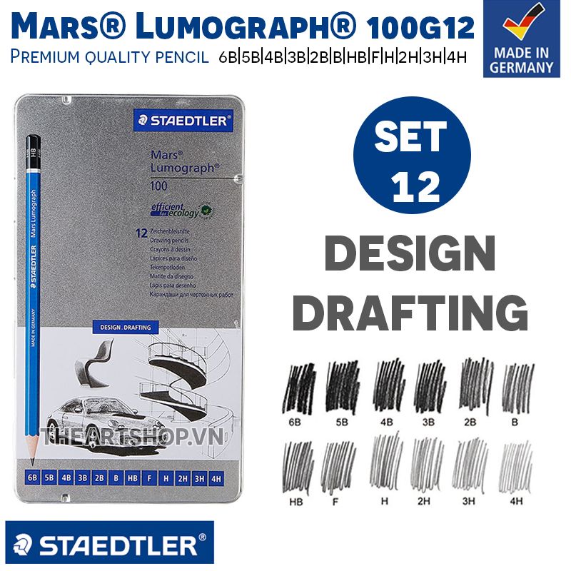 Bộ chì phác thảo STAEDTLER - STAEDTLER Mars® Lumograph® 100G12 - Set 12