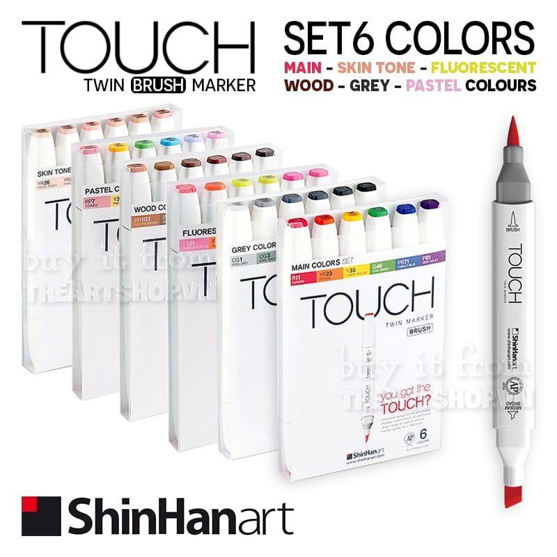 Bộ bút marker SHINHANART - SHINHANART Touch Twin Brush Marker Set 6