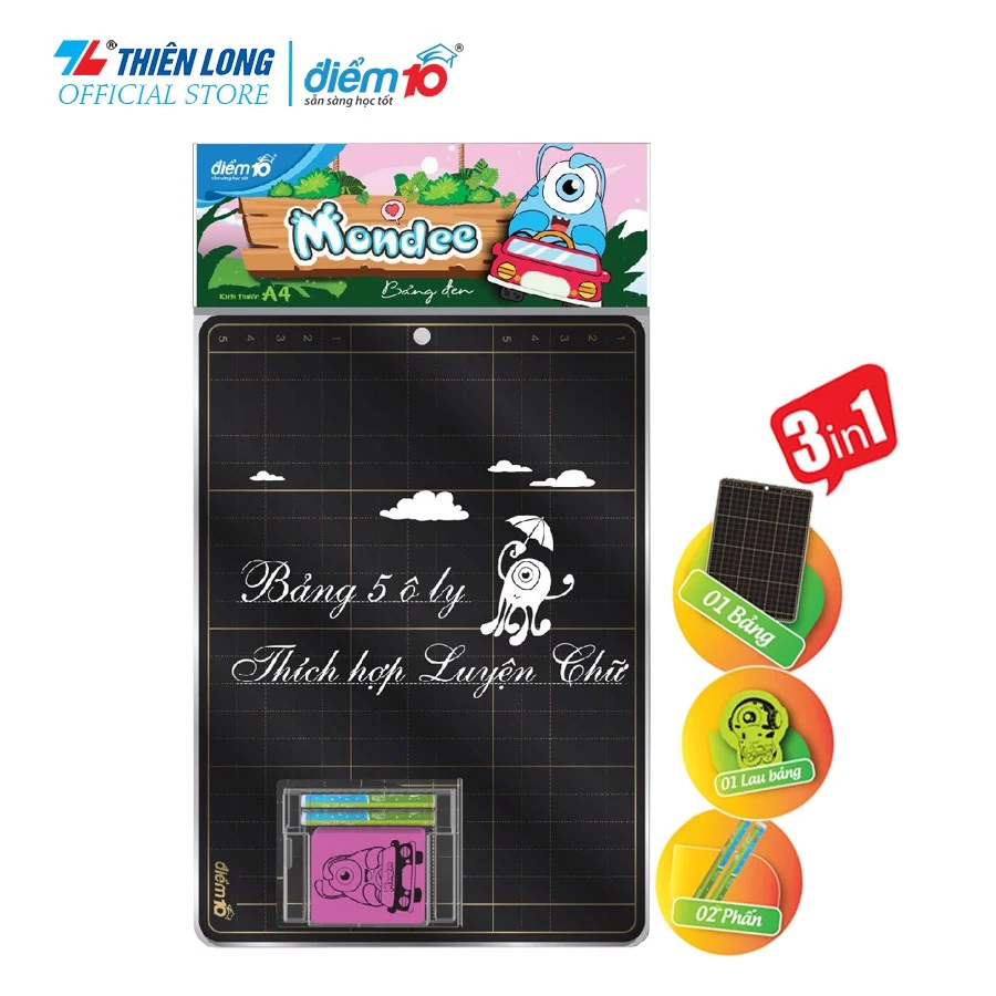Bảng đen học sinh 5 ô ly Mondee Thiên Long Điểm 10 TP-B021