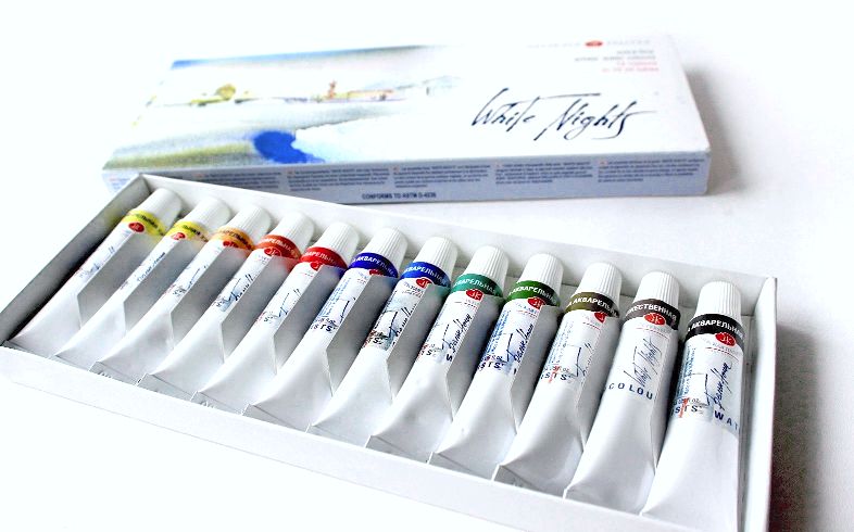 Bộ màu nước WHITE NIGHTS dạng tuýp - NEVSKAYA PALITRA WHITE NIGHTS Watercolor Set 12/24 colors (Tube 10ml)