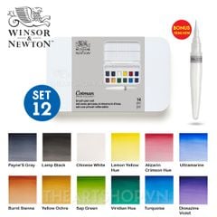 Bộ màu nước WINSOR 12 màu - WINSOR & NEWTON Cotman Watercolor Brush Pen Set 12