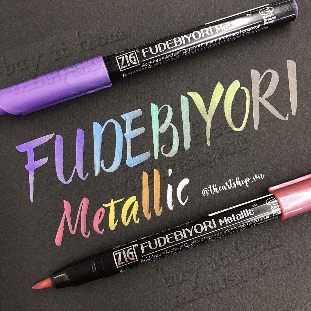 Bút cọ thư pháp Kuretake Zig Fudebiyori Metallic CBK-55MT - Nhật Bản