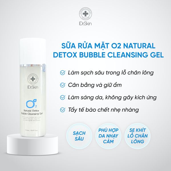 Sữa rửa mặt detox da, tự tạo bọt iDrSkin O2 Natural Detox Bubble Cleansing Gel