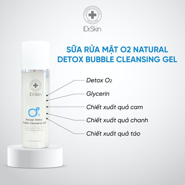 Sữa rửa mặt detox da, tự tạo bọt iDrSkin O2 Natural Detox Bubble Cleansing Gel