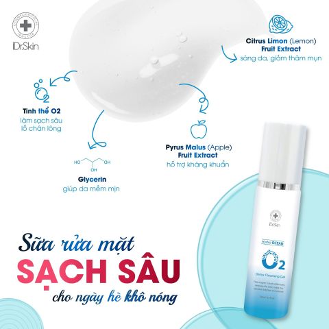 Sữa rửa mặt detox da, sủi bọt iDrSkin O2 Detox Cleansing Gel
