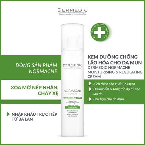 Kem dưỡng chống lão hoá da mụn Dermedic NORMACNE Moisturizing and Regulating Cream
