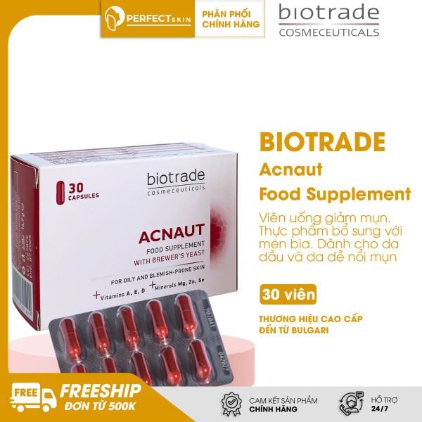 Viên uống cho da mụn Biotrade Acnaut Food Supplement