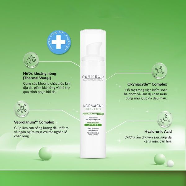 Kem dưỡng chống lão hoá da mụn Dermedic NORMACNE Moisturizing and Regulating Cream