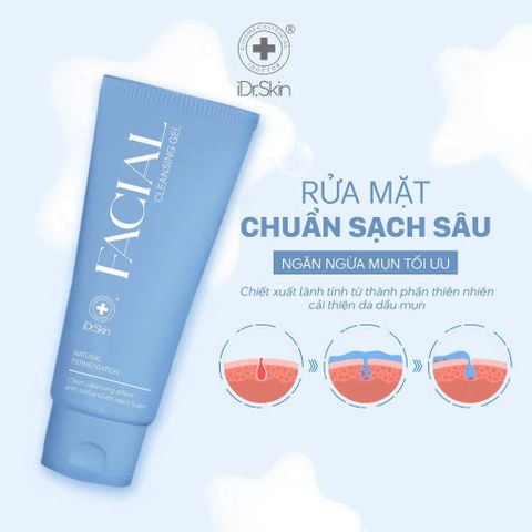 Sữa rửa mặt lên men cho da dầu mụn iDrSkin Facial Cleansing Gel