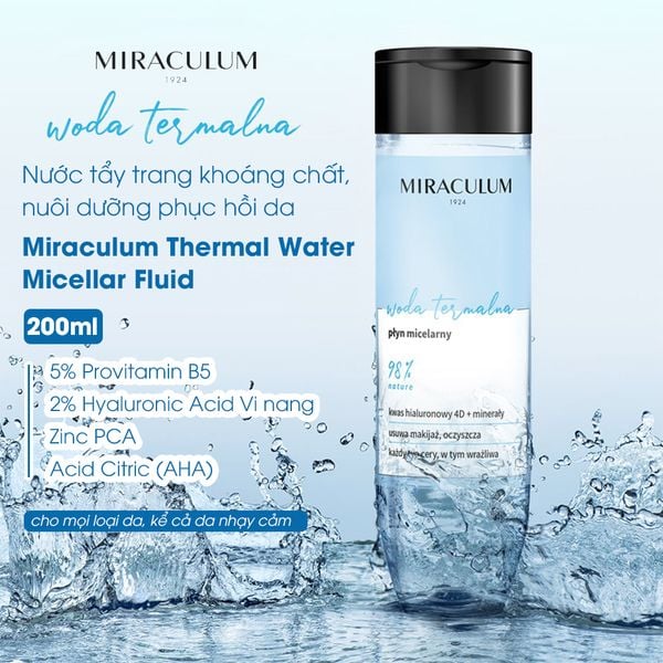 Nước tẩy trang khoáng chất dưỡng da Miraculum Thermal Water Micellar Fluid