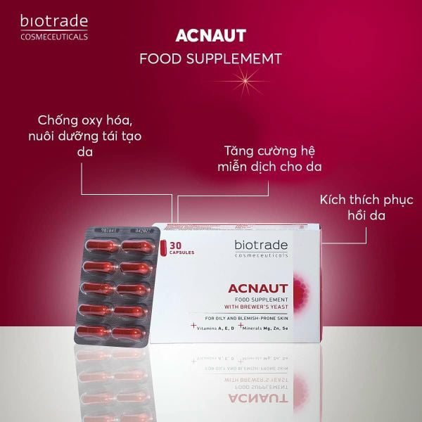Viên uống cho da mụn Biotrade Acnaut Food Supplement