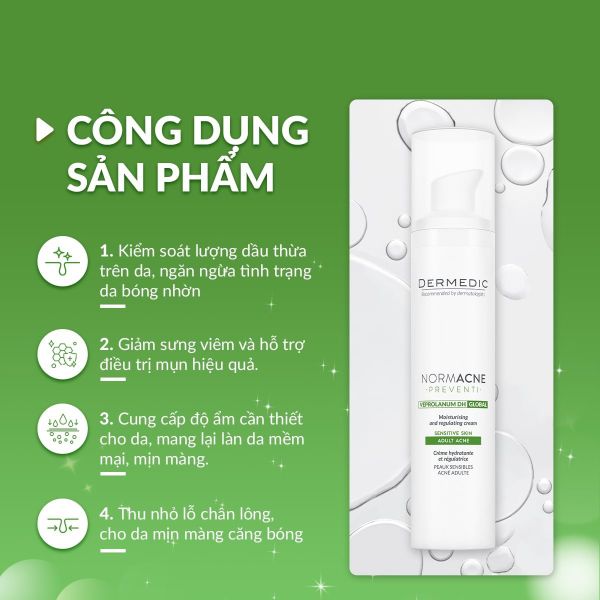 Kem dưỡng chống lão hoá da mụn Dermedic NORMACNE Moisturizing and Regulating Cream