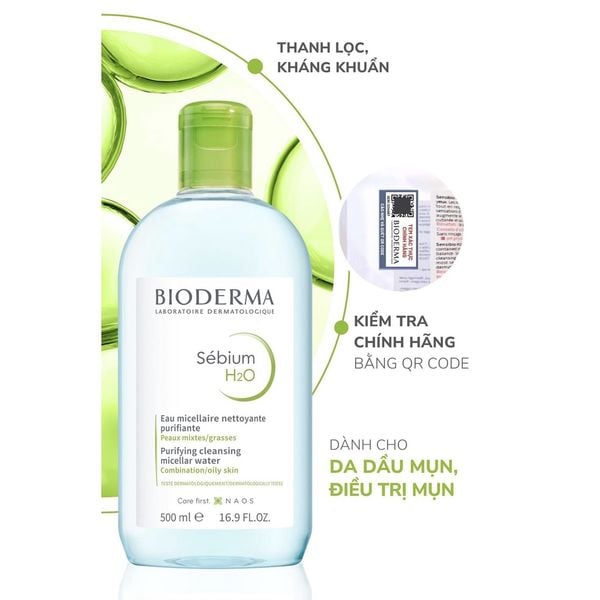 Nước tẩy trang cho da dầu mụn Bioderma Sébium H2O Purifying Cleansing Micellar Water