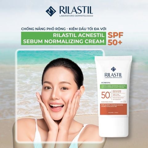 Kem chống nắng kiểm soát nhờn dành cho da mụn Rilastil Acnestil Sebum-Normalizing Cream SPF50+